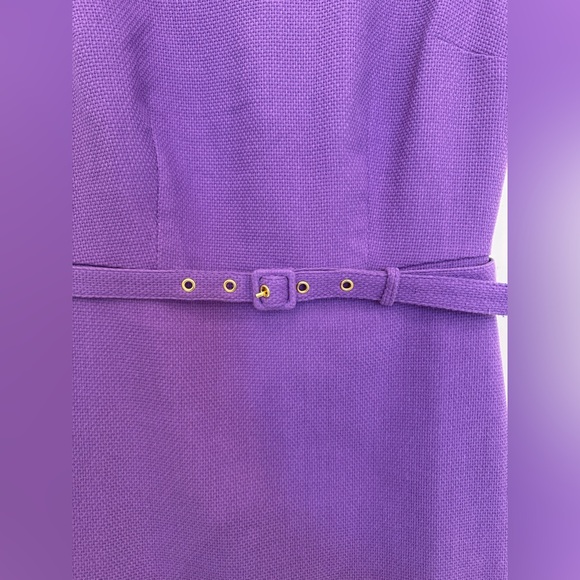 Belted Purple Pique Shift Dress - Picture 3 of 5